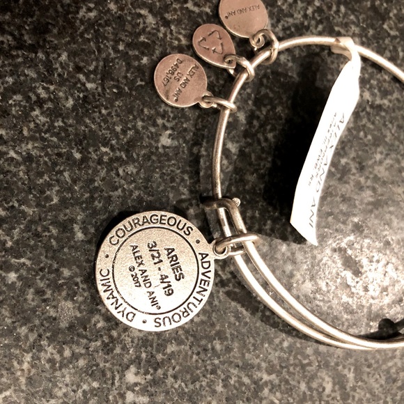 NWT Alex & Ani Aries Silver Charm Bangle Bracelet - Picture 2 of 2